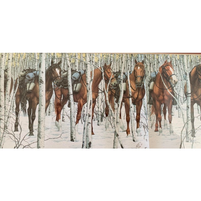 1980s 1985 Bev Doolittle "Two Indian Horses" Matted Framed Print For Sale - Image 5 of 10