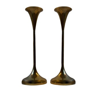 Mid-Century Danish Brass Candlesticks from Hyslop, 1960s, Set of 2 For Sale