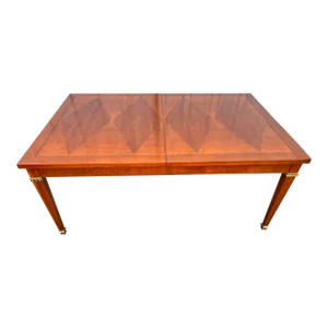 Baker Furniture French Regency Louis XVI Inlaid Cherry Wood Extension Dining Table