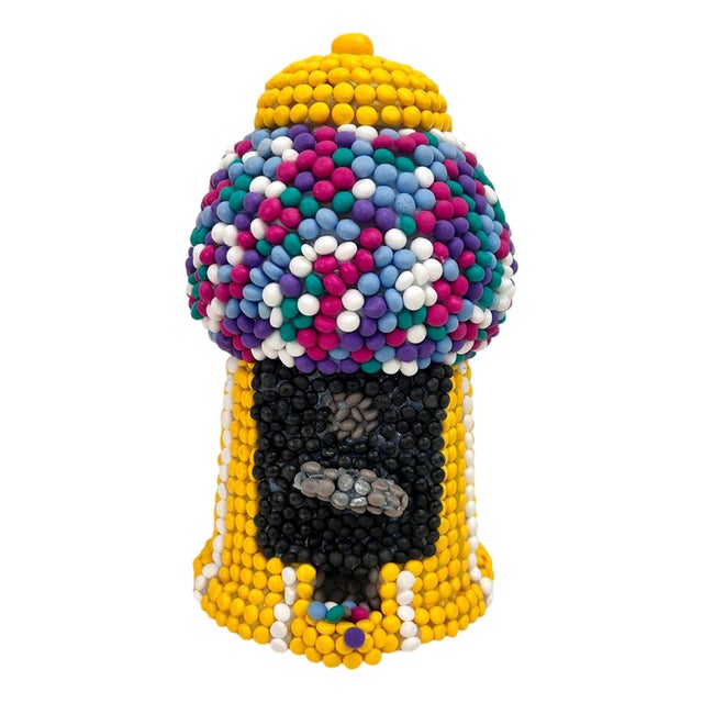 Hand-Sculpted 3D Candy Mosaic Sculpture Gumball Machine in Yellow Clay For Sale