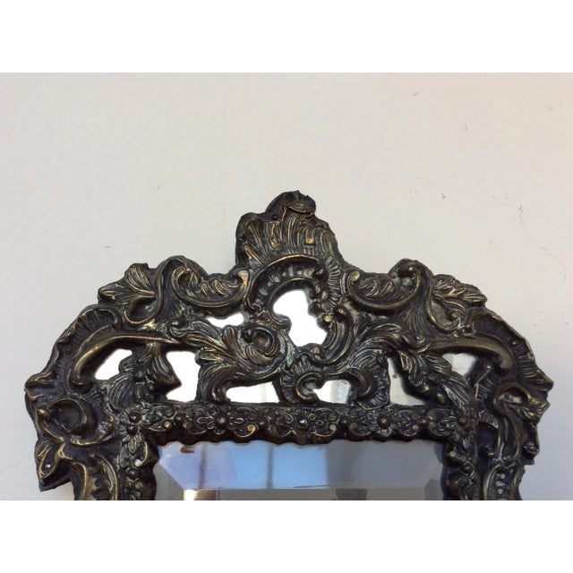 Metal Antique Brass Repousse Mirror Candle Wall Sconces - Pair For Sale - Image 7 of 7