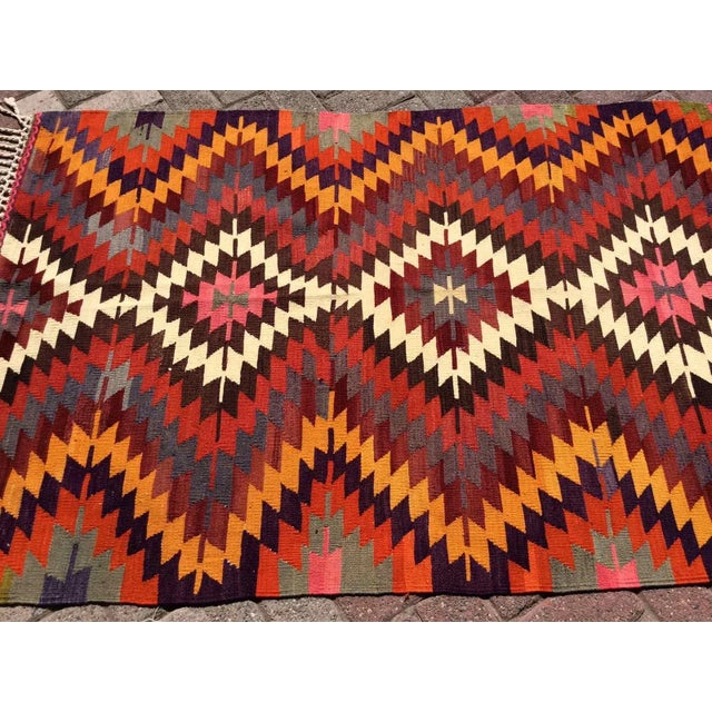 1960s 1960's Bohemian Kilim Rug, 61" X 41" For Sale - Image 5 of 10
