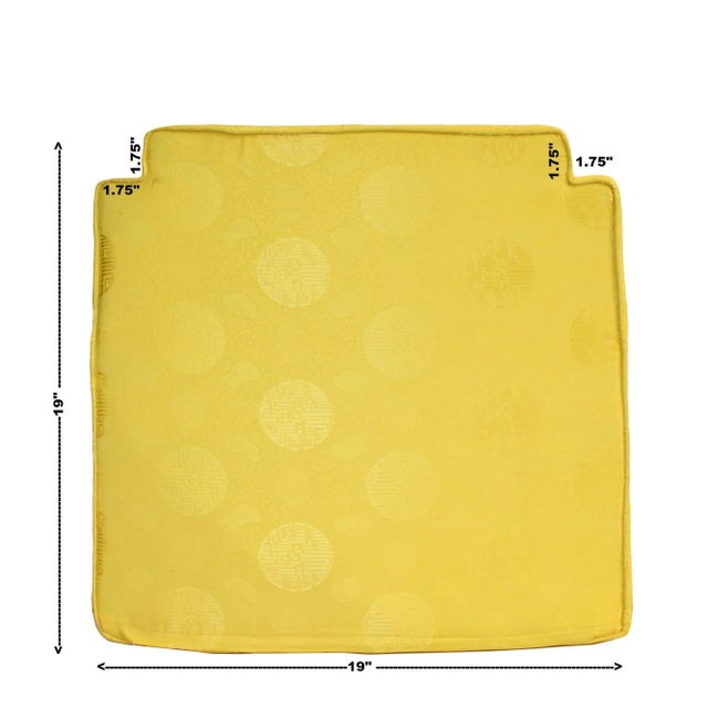 Textile Chinese Oriental Golden Yellow Silk Fabric Square Seat Cushion Pad For Sale - Image 7 of 8