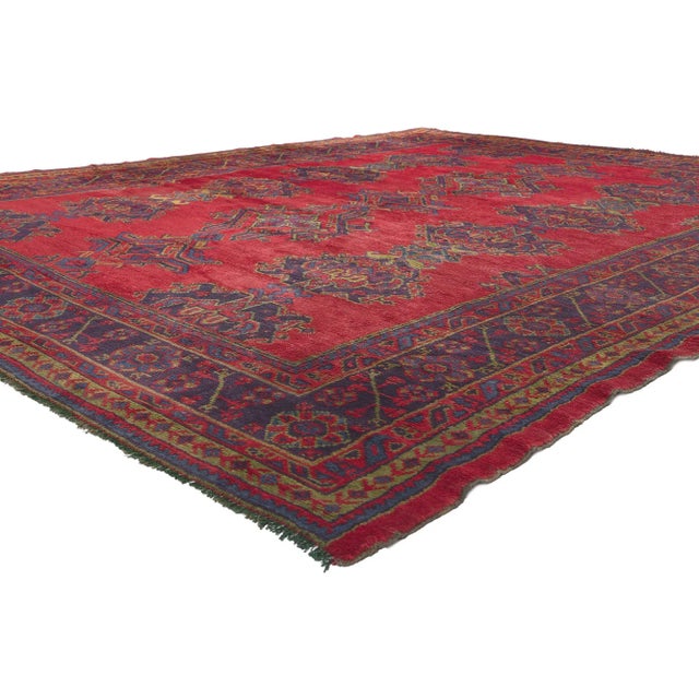 112×202 “Music Box” ViNTAGE TURKiSH RUG Early 20th Century Antique Red Turkish Oushak Rug, 09'02 X