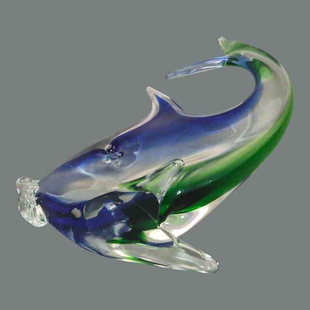 Glass Vintage Italian Hand-Blown Art Glass Fish Figurine For Sale - Image 7 of 8