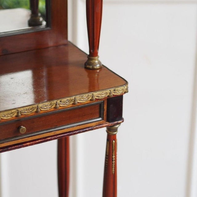 Louis XVI Mahogany Dressing Table with Mirror and Brass Trim, 1890s For Sale - Image 6 of 18