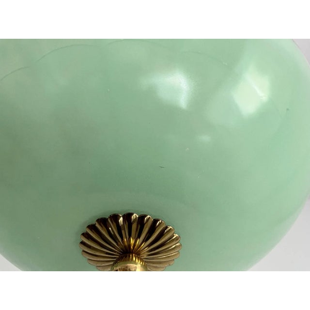 Metal Mint Green Scalloped Flush Light, 1940s For Sale - Image 7 of 12
