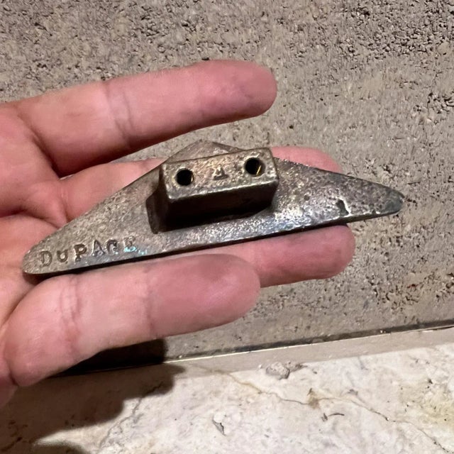 Mid 20th Century 1970s Modernist Brass Triangular Pull Knob Carl Aubock Style For Sale - Image 5 of 6