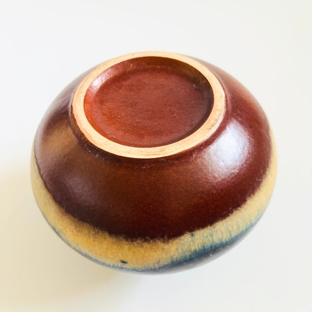 Textured Blue Lava Glaze Pottery Vase For Sale - Image 10 of 10