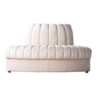 Matthew Izzo Home Estelle Oatmeal Velvet Outside Corner Banquette Sofa For Sale