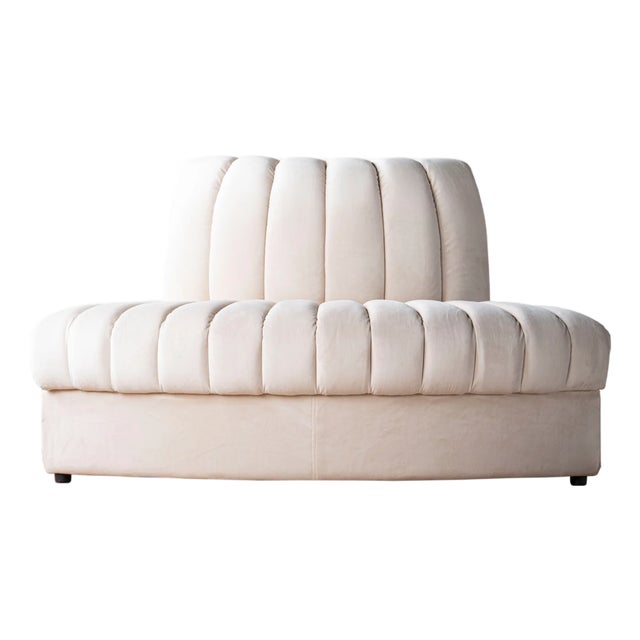 Matthew Izzo Home Estelle Oatmeal Velvet Outside Corner Banquette Sofa For Sale