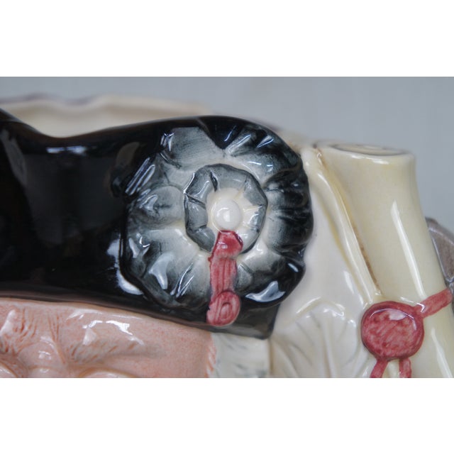 Peach 1980s English Signed Royal Doulton George Washington & King George III Toby Character Jug For Sale - Image 8 of 16