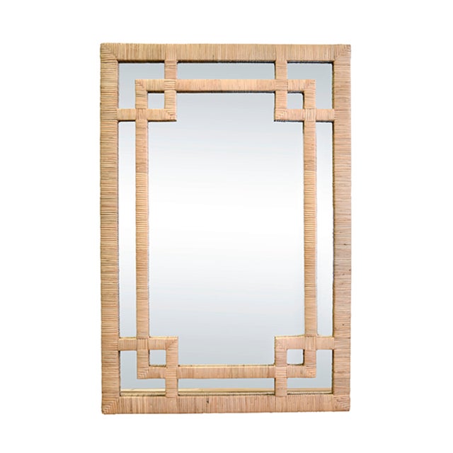 2020s Matthew Izzo Home - Geneva Natural Rattan Wall Mirror With Greek Key Design For Sale - Image 5 of 5