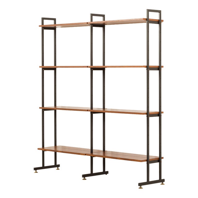 Italian Freestanding Shelving Unit in Teak, 1970s For Sale