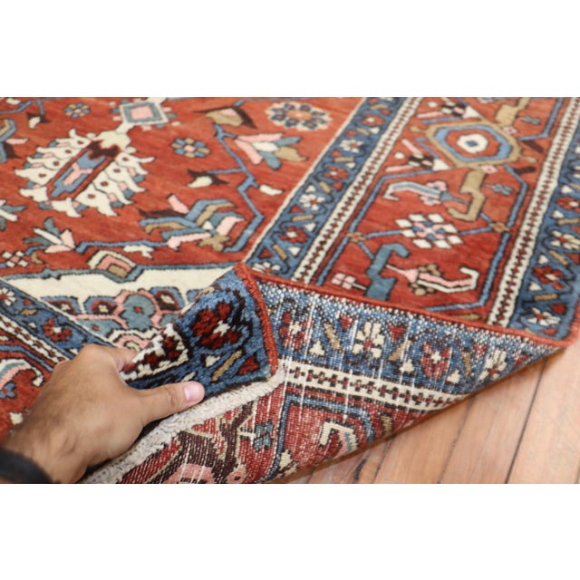 Antique Zabihi Collection Traditional Persian Heriz Serapi Rug - 4'7" x 6'4" For Sale - Image 4 of 9