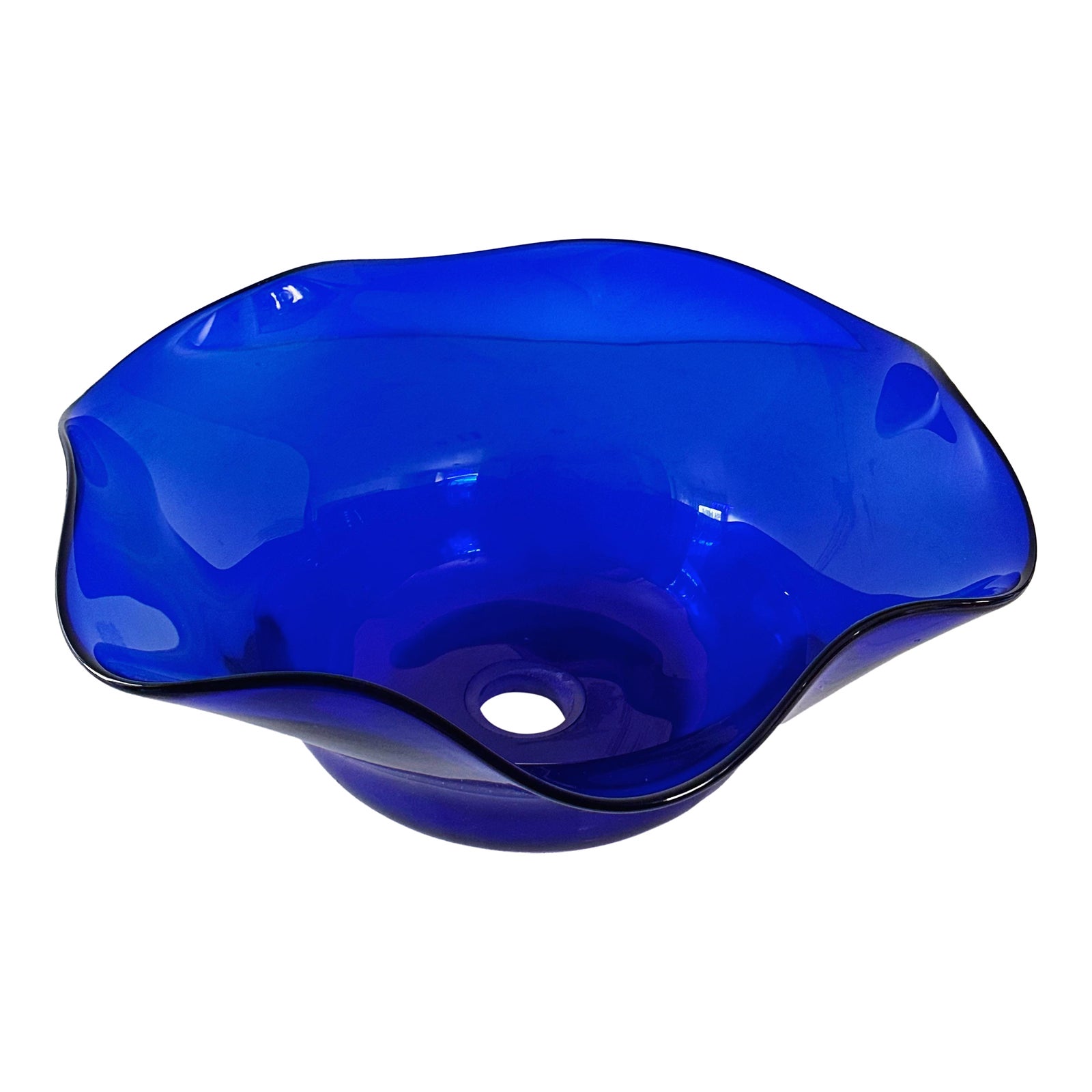 Vintage Hand Blown Glass Sink Basins in Translucent Blue Chairish