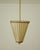 Gorgeous Swedish 1950s Brass and Silk pendant. One light source with a brass lamp arm and frame that is decorated with a...