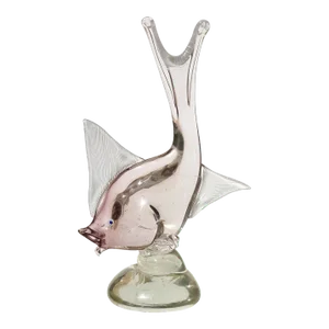 Vintage Murano Dino Martens Sommerso Soft Champagne Purple Italian Art Glass Fish Sculpture