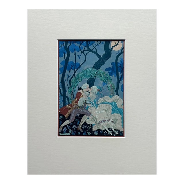 Original George Barbier 1928 Hand-Colored Pochoir Print: "En Sourdine" (Quietly) For Sale