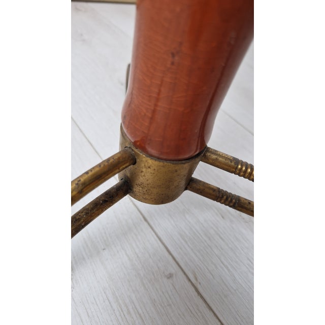 Vintage Coffee Table in Brass and Wood with Marble Top, 1950 For Sale - Image 11 of 12
