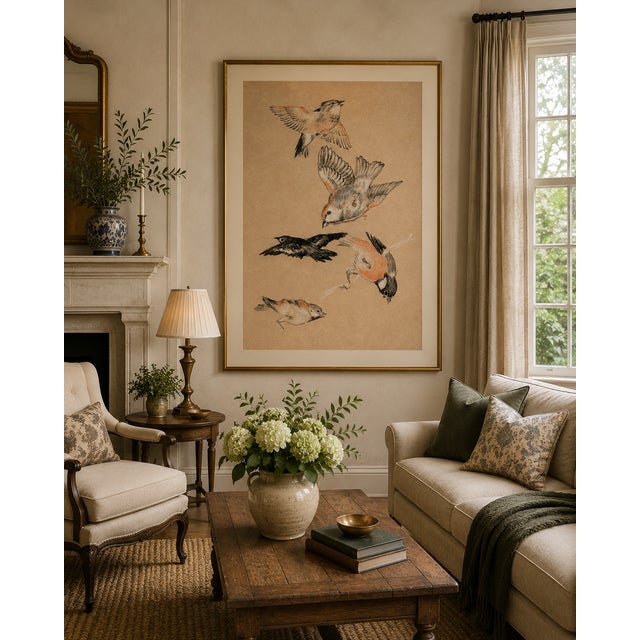 Study of Birds: Finches by Sir Edward Burne-Jones, Vintage Art Print Reproduction, 20" X 30" For Sale - Image 11 of 12