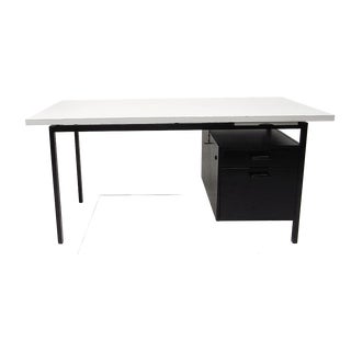 Writing Desk in Black Stained Oak with White Lacquered Top by Herbert Hirche for Christian Holzäpfel KG, Germany, 1960s For Sale