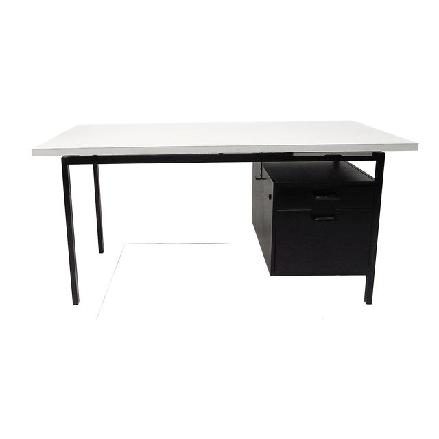 Writing Desk in Black Stained Oak with White Lacquered Top by Herbert Hirche for Christian Holzäpfel KG, Germany, 1960s For Sale