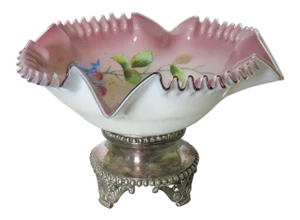 Victorian Silverplate Enameled Center Bowl