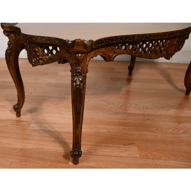 1930s French Carved Walnut Coffee Table For Sale - Image 10 of 18