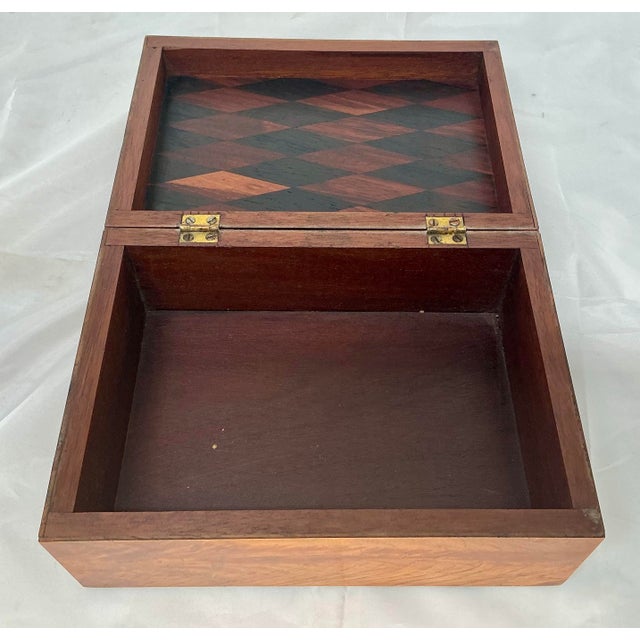 Wood Antique Walnut Inlaid Jewelry or Document Box For Sale - Image 7 of 12