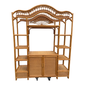 Vintage Boho Woven Rattan Etagere