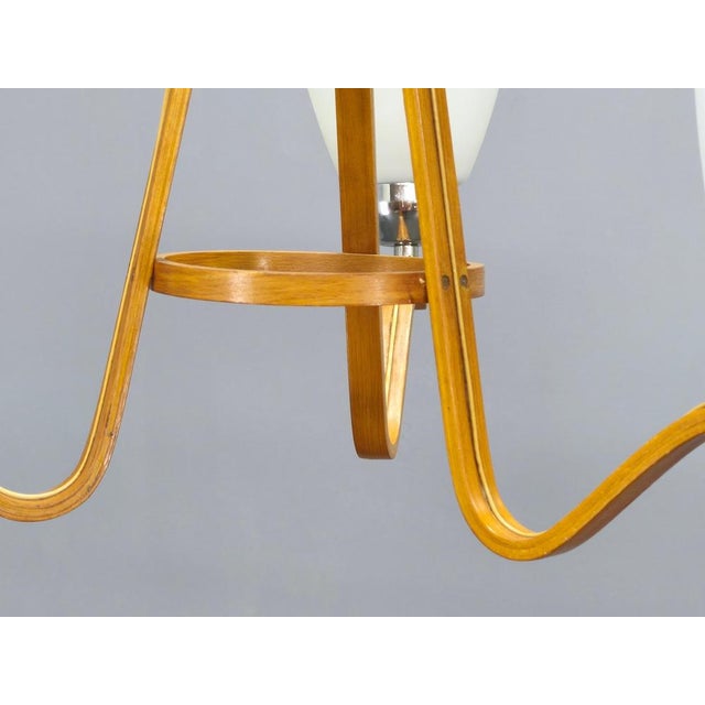 Mid-Century Czech Wood and Glass Chandeliers by Dřevo Humpolec, 1970s, Set of 2 For Sale - Image 9 of 15