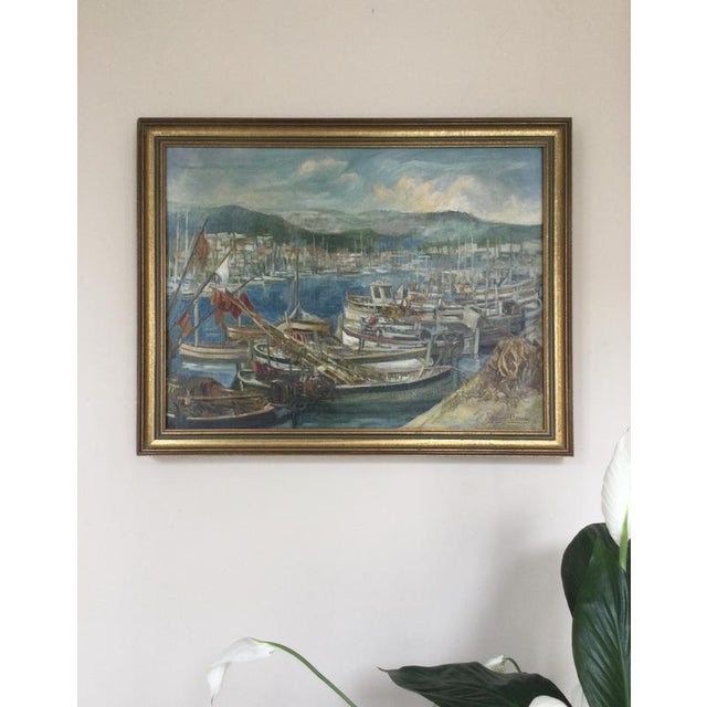 Jacques Grad, The fishing port, 1970, Oil on Canvas For Sale - Image 3 of 7