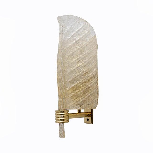 2000 - 2009 Mid-Century Modern Graniglia Murano Glass Leaf Sconces from Barovier & Toso, 2000, Set of 2 For Sale - Image 5 of 11