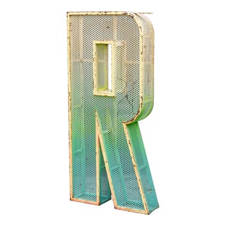 Enormous Vintage Perforated Steel Letter ‘R’ For Sale
