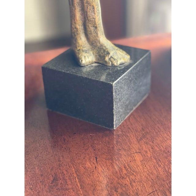 Brutalist Female Nude Metal Sculpture on Black Granite Base Total 20.25 Inches Tall For Sale - Image 10 of 11