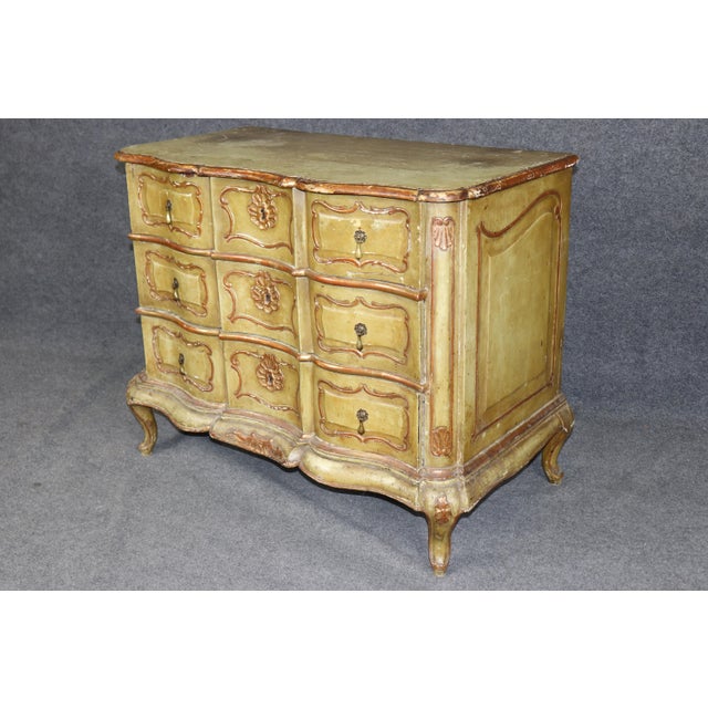 18th C. Italian Venetian Paint Decorated 3 Drawer Commode For Sale - Image 4 of 16