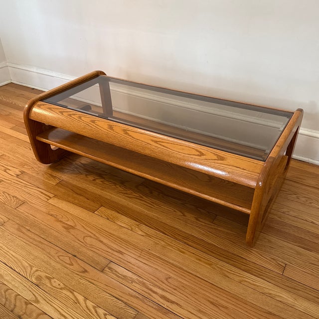 Wood 1970s Mid-Century Modern Lou Hodges Oak Coffee Table For Sale - Image 7 of 10