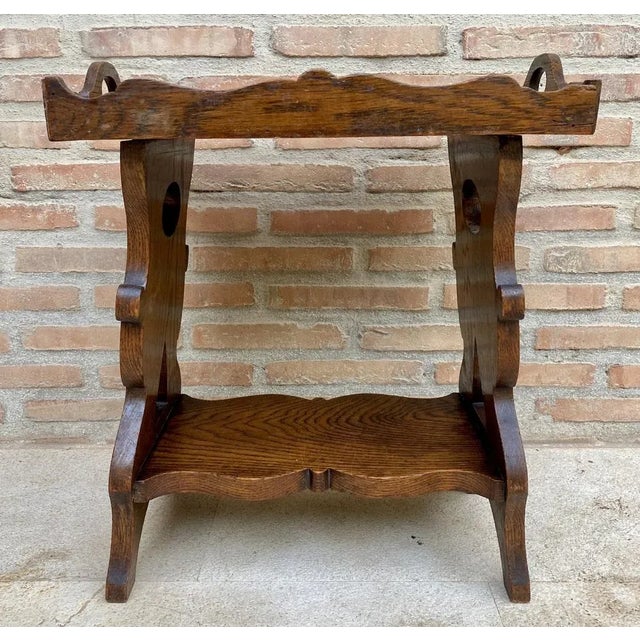 Early 20th Century French Hand-Carved Oak Trolley Bar, 1920s For Sale - Image 6 of 8