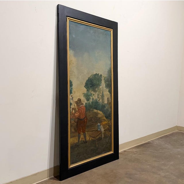 Late 18th Century 18th Century French Breton Boiserie Panel Oil on Canvas in Napoleon III Frame For Sale - Image 5 of 16