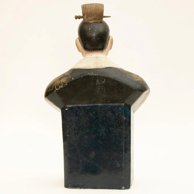 Meiji to Shōwa Era Japanese Ceramic Bust For Sale In Dallas - Image 6 of 12