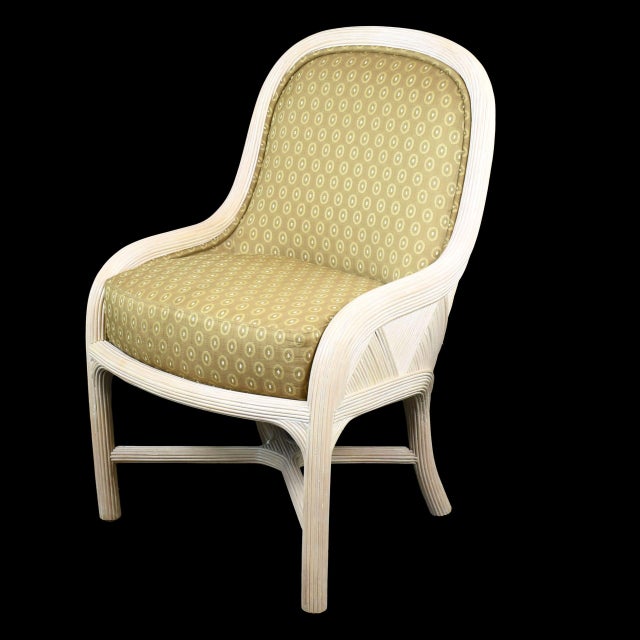 Set of 4 Geometrical Blonde Pencil Reed Dining Chairs For Sale - Image 4 of 5