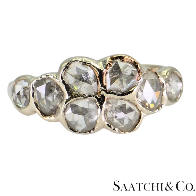 1910s 14k (585) White Gold Natural Rose Cut 1.4 Ct White Diamond, Size 5.5 For Sale - Image 4 of 18