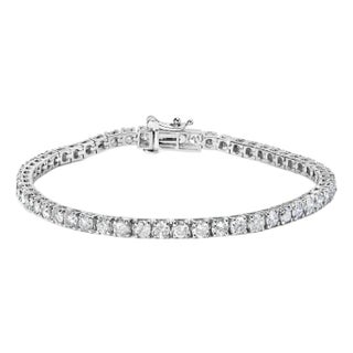 10K White Gold 6.00 Cttw Classic Natural Diamond Tennis Bracelet For Sale