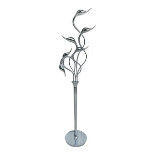 Postmodern Modern Chrome Figurative Swan Floor Lamp For Sale