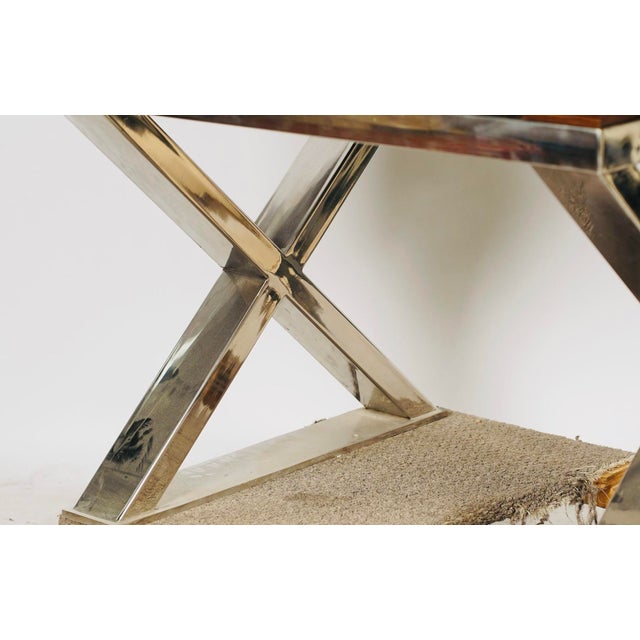 Wood Late 20th Century Phyllis Morris Style Macassar Ebony & Polished Metal X-Base Side Table For Sale - Image 7 of 11