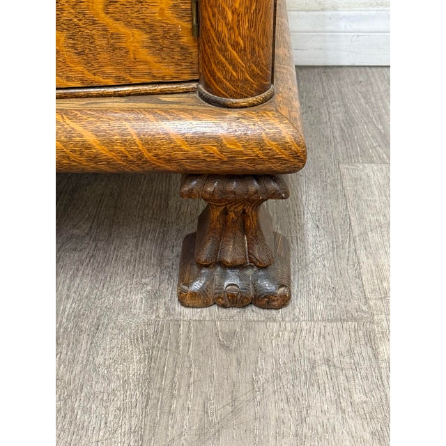 Vintage Quarter Saw Oak Cabinet For Sale - Image 9 of 11