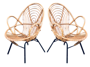 Set of Rattan Lounge Chairs attributed to Rohe Noordwolde, 1960s