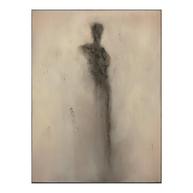 Beyond the Ashes - Abstract Moody Neutral Tone Figurative Oil Painting on Canvas Original Artwork by Mark Acetelli For Sale