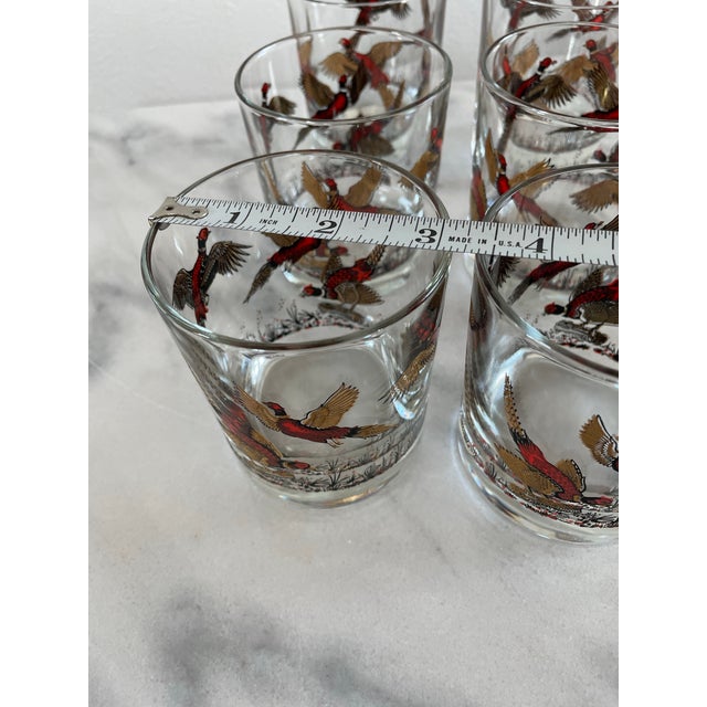 Mid-Century Modern Gold Pheasant Hunting Glasses - Set of 6 For Sale In Seattle - Image 6 of 7